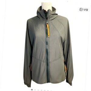 Naketano Brave New Word‎ Womens Full Zip Jacket Funnel Neck Olive Grey Owl Logo